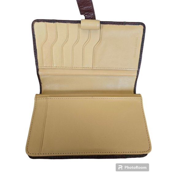 LC Liz Claiborne Leather Co Wallet Tooled Brown Soft Monogram Initial Gold Snap - Picture 5 of 7